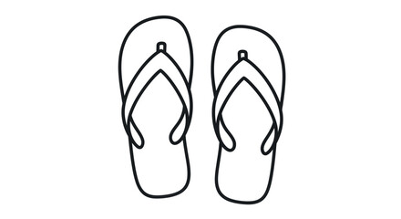 Simple Black Outline Line Art Pair of Flip-Flops.