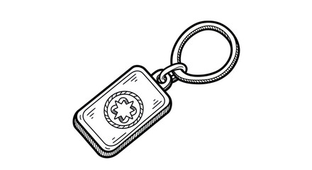 Rectangular Keychain with Medical Symbol Emblem.