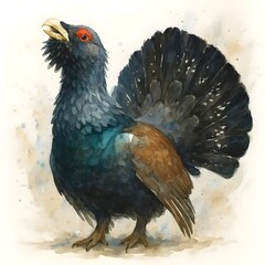 큰뇌조, 수채화, jpeg (Western capercaillie, water colour, jpeg)