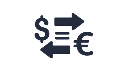 Dollar and Euro Currency Exchange Icon with Arrows.