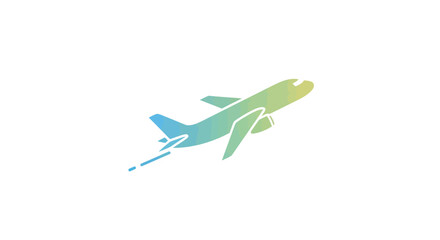 Stylized Gradient Airplane Icon Taking Off Modern Digital Art Style.
