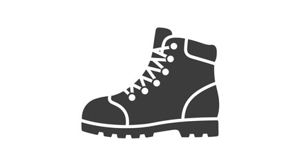 Black Hiking Boot Silhouette with White Laces and Sole.