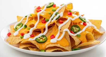 Delicious Cheesy Nachos with Jalapenos and Diced Peppers