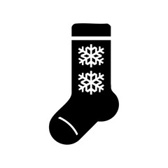 A single wool sock decorated with snowflake patterns, symbolizing warmth, coziness, and the spirit of the winter holidays.
