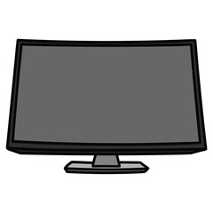 Hand-drawn cartoon widescreen computer monitor on a white background.