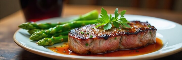 Perfectly Seared Steak with Asparagus and Red Wine A Healthy and Balanced Meal