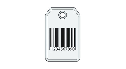 White rectangular tag with a black barcode and numbers.