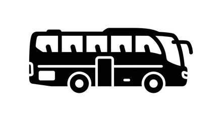 Black silhouette icon of a modern passenger bus.