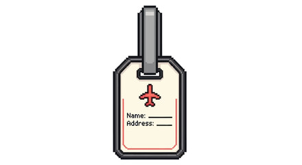 Illustrated Luggage Tag with Airplane Icon and Name-Address Fields.