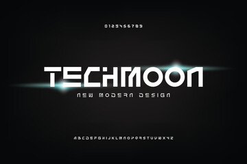 Technology abstract neon font and alphabet. techno effect logo designs. Typography digital space concept. vector illustration

