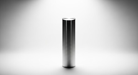 Polished Metal Cylinder Object Spotlighted on a White Background