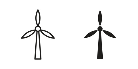 Wind turbine icon. Monochrome simple icons for templates, web design