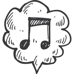 Hand Drawn Musical Note Icon Inside A Thought Bubble Sketch With A Transparent Background