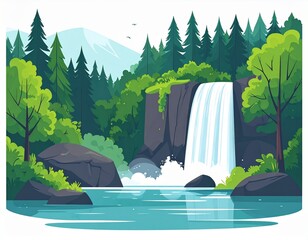 Forest Waterfall Icon