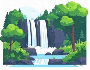Forest Waterfall Icon