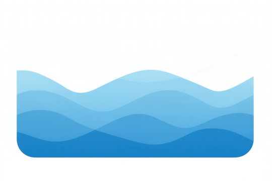 Abstract water waves illustration with blue liquid layers showing dynamic wave motion and volume on transparent background