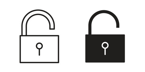 Unlock icon. Monochrome simple icons for templates, web design