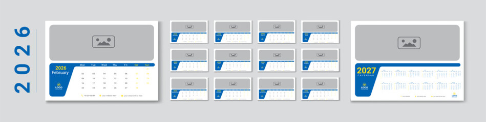 Professional 2026 Desk Calendar  Simple Corporate Design for Business Branding