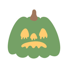 ハロウィンの困り顔な緑のジャック・オ・ランタン⭐︎PNG