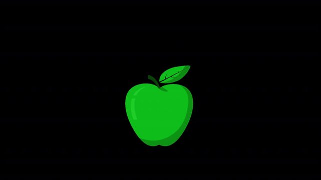 Animated red delicious apple icon, Crisp, clean design ideal for health apps, food delivery services, and education