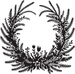 Elegant Floral Wreath: Intricate Arrangement of Leaves and Flowers for Decorative and Nature-Inspired Projects
