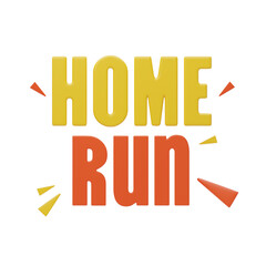Home Run Text With Yellow and Orange Colors and Yellow Accents on Transparent Background
