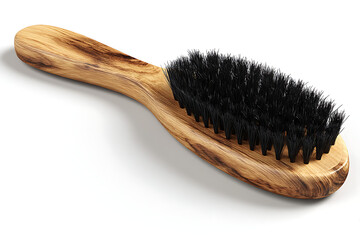 Luxury grooming: a classic wood brush with soft black bristles, perfect for sophisticated personal care and elegant men's lifestyle brands, stylish and refined
