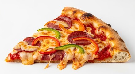 Delicious Slice of Pepperoni Pizza with Melted Cheese and Vegetables