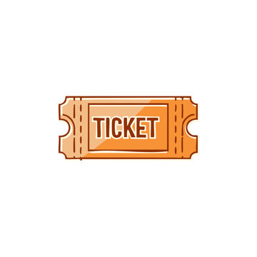 Event Admission Ticket Icon in Orange and Brown Vintage Style Illustration