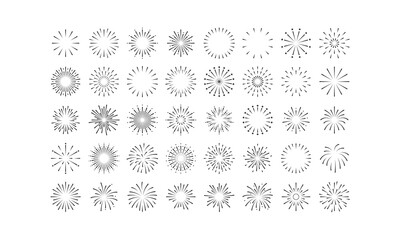 set of firework icons, new year, explode