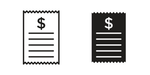 Payment receipt icon. Monochrome simple icons for templates, web design