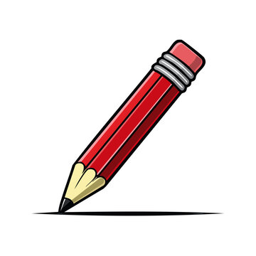 Cartoon of a Red Pencil Drawing a Line for Education or Creativity Uses Illustration