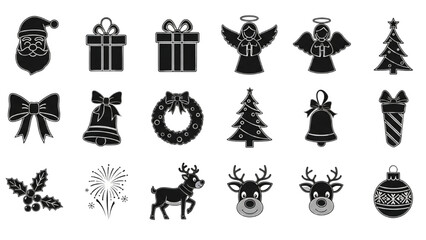Diverse Collection of Festive Winter Holiday Symbols and Graphic Elements for Celebrating the Joyful Season