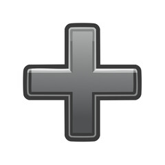 Fototapeta premium A Metallic Grey Plus Sign with Rounded Edges for Addition or Cross Symbol Use