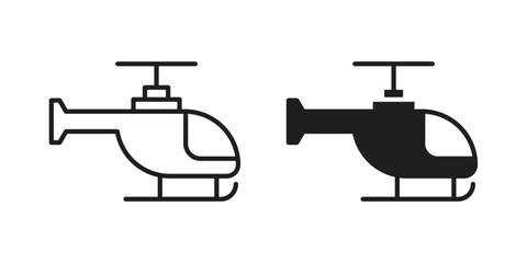 Helicopter icon. Monochrome simple icons for templates, web design