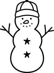 Summer  beach summer sand snowman outline vector.
Christmas beach sand snowman line icon isolated  .
Transparent background. SVG.