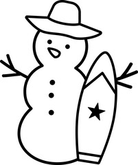 Summer  beach summer sand snowman outline vector.
Christmas beach sand snowman line icon isolated  .
Transparent background. SVG.