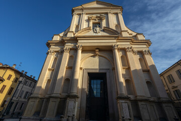 The facade of the Basilica of San Gaudenzio in Novara, Piedmont, Italy