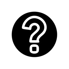 Question Mark Icon in Black Circle Simple Flat Vector Graphic Symbol for Help Support and Information