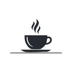 Obraz premium Minimalist coffee cup icon with steam vector illustration for cafe menus, websites, and design.