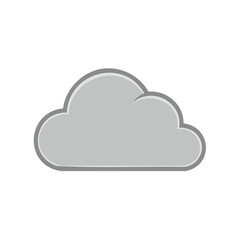 Grey cloud illustration with outline isolated on white background.