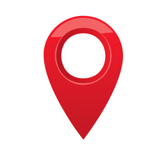 Vibrant red 3D location pin icon for GPS navigation and pinpointing destinations
