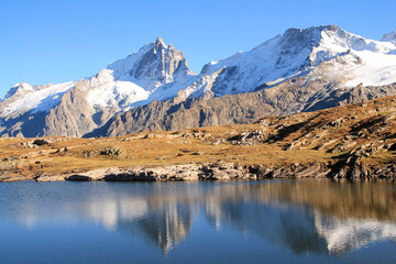 The black lake in the plateau of Emparis in the french alps