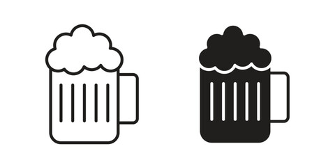 Beer mug icon. Monochrome simple icons for templates, web design