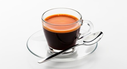 A Refreshing Espresso Cup with Creamy Foam and Spoon