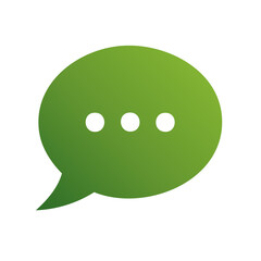Modern green chat bubble icon with ellipsis symbol for online communication and messaging
