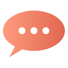 Coral speech bubble with ellipsis dots icon for chat, messaging, and communication