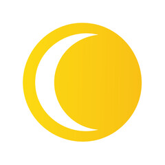 Crescent Moon and Sun symbol, abstract graphic representation of celestial bodies