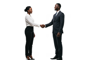 Two business people shaking hands isolated on transparent background