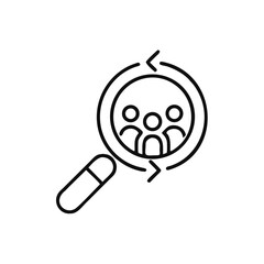 Search job vacancy icon thin line style. Loupe career symbol on white isolated background. Find people employer business concept. editable stroke vector illustration eps10